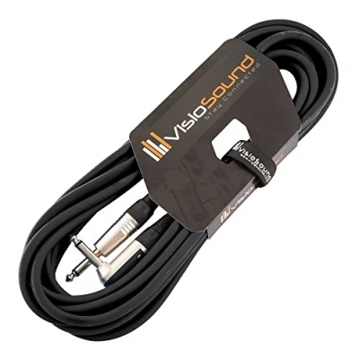 Image of Guitar Lead 6.35mm 1/4&quot; Mono Jack to Angled Jack/Instrument Cable / 6 Colours 6m Black