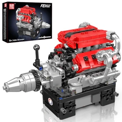 Image of Mould King 10204 V8 Engine Building Toy Build Your Own Kit That Runs, 8 Cylinder Petrol TECHING Car Model for Kids/Teens 10+ Years (750 PCS)