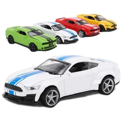 Image of Toyland® 12cm (2&quot;) White Die Cast Pull Back Muscle Car With Opening Bonnet Replica Toy/Model Play Vehicles