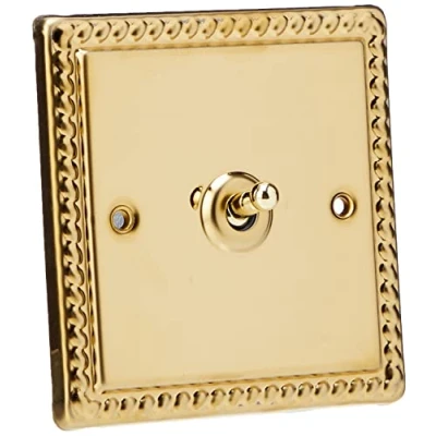 Image of Varilight 1G 1 or 2W 10A Classic Toggle Switch Georgian Brass XGT1