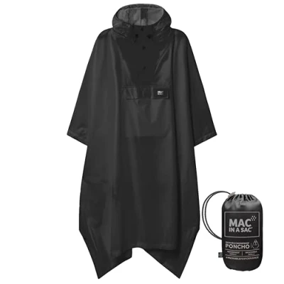 Image of Mac in a Sac Packable Waterproof Poncho Black