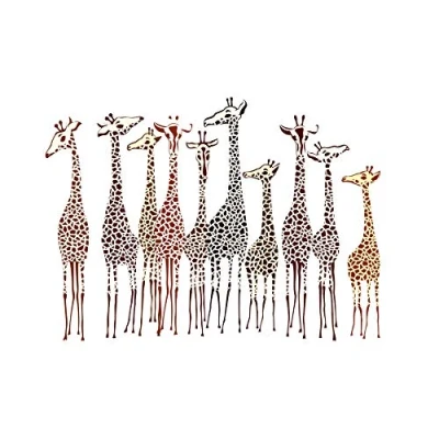 Image of Wee Blue Coo Dt Illustration Group Of Giraffes Wall Art Print