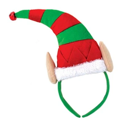 Image of Paulstore MINI ELF OR SANTA HAT HEADBAND CHRISTMAS GREEN RED PLUSH LADIES XMAS FANCY DRESS