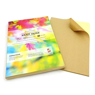 Image of Evergreen Goods 100 Sheets Kraft Matte A4 Printable Sticker Paper Labels, Self Adhesive for Printer Inkjet &amp; Laser Printing Cricut, Products, Boxes, Craft DIY Project