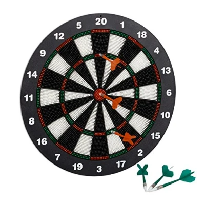 Image of Relaxdays 42 cm Soft Darts Dartboard, For Children, Wall Mounted, Freestanding Safety Board, Black White