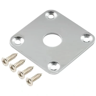 Image of Musiclily Pro Metal Flat Bottom Square Jack Plate for Epiphone USA Les Paul Style Guitar, Chrome