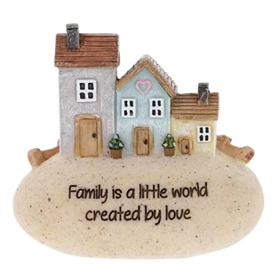 Image of Shudehill Giftware Pebble Lane Cottage Collection, Sentiment Message, Perfect House warming gift or Present (Family is a little world created by love)