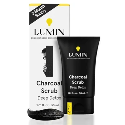 Image of Lumin charcoal Scrub Deep Detox for Men face Cleanser Men, Pre Shave Scrub, A exfoliator that refreshes &amp; rejuvenates the skin, Suitable all skin types, 30ml, 1 Pack