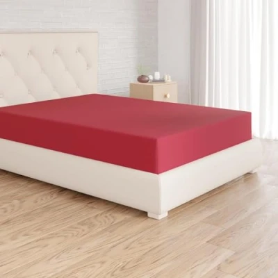 Image of Amazon Basics Soft Microfibre Fitted Sheet, Deep Pocket 12 inch (30 cm), 160 x 200 30 cm, Burgundy
