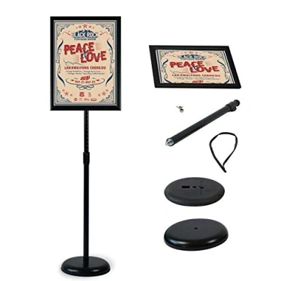 Image of NewZeal A3 Poster Stand Floor Standing Display Holder Snap Frame Aluminum Sign Holder, Angle &amp; Height Adjustable Telescoping，Notice for Wedding/ Business Activities Display, Black