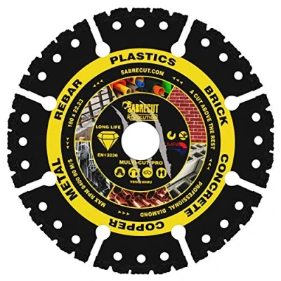 Image of 1 x SabreCut VBSC180MU 180mm (7&quot;) 22.23mm Bore Vacuum Brazed Multi Material Cutting Angle Grinder Circular Saw Diamond Disc Blade Compatible with Bosch Dewalt Makita Milwaukee and Many Others