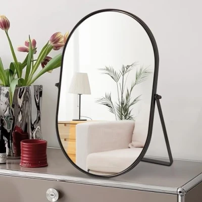 Image of Numjeg Makeup Mirror Portable Vanity Tabletop Mirrors with Metal Frame Desk Table 90Adjust Rotate Good for Bedroom Bathroom Dressing Room