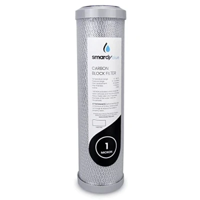 Image of smardy Blue CTO 10 Inch Activated Carbon Block Filter Cartridge 1μm Replacement for Reverse Osmosis Water Countertop