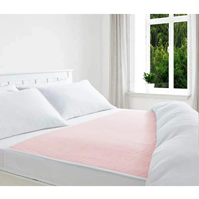 Image of COMFORTNIGHTS Deluxe Washable Reusable Incontinence Pad/Waterproof Mattress Protector Double Bed, With Tucks (Pink)