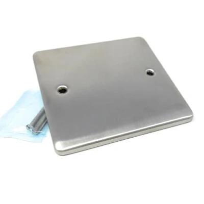 Image of Single Gang Blanking Plate, Wall Faceplate, Cover for Electrical Sockets, Screws Included (Stainless Steel)