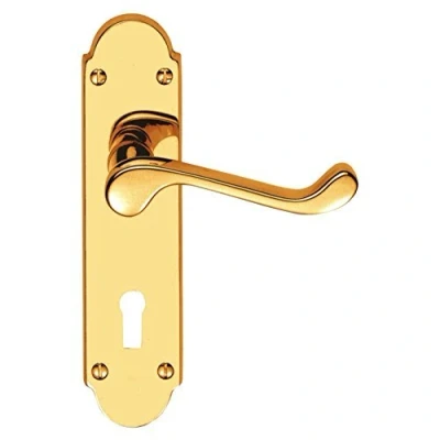 Image of EUROART Epsom Lever Lock Door Handle Pack 170 x 40mm in Polished Brass with 64mm Sash