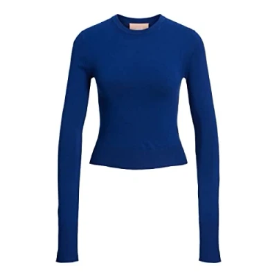 Image of JJXX Women&#039;s Jxvalentina LS Soft Cropped Cn Knit Sweater, Sodalite Blue, M