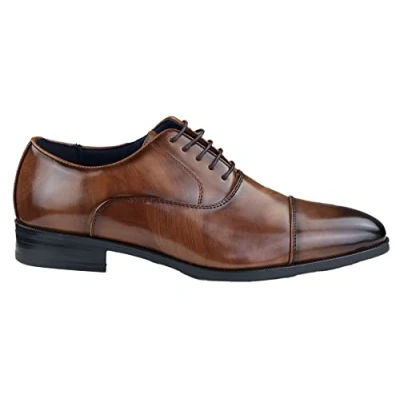 Image of Mens Smart Formal Black Brown Shoes Patent Round Toe Vintage 1920s 7 UK