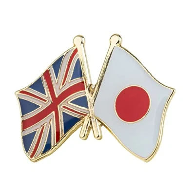 Image of United Kingdom Union Jack &amp; Japan Friendship Flag Enamel Lapel Pin Badge