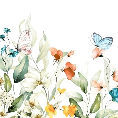 Image of 20 Napkins Flowers Natural Meadow Table Decoration Paper with Motif Also for Decoupage and 33 x cm