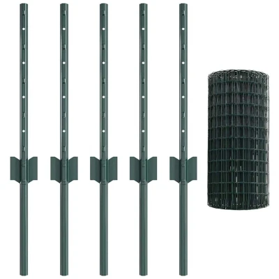 Image of vidaXL Euro Fence with 5 U Posts Green 0.4x10 m Steel