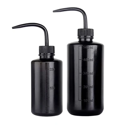 Image of 250ml+500ml Plastic Safety Wash Bottle, Black Lab Squeeze Bottle with Narrow Mouth and Scale Labels, Squirt For Plant Flower Succulent Watering 2 Packs