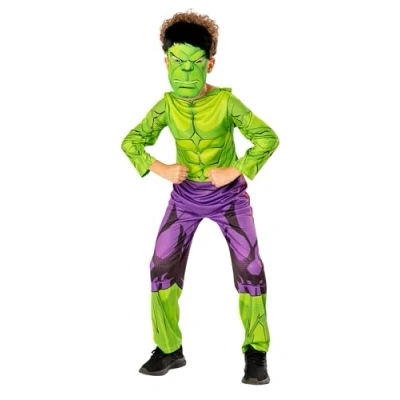 Image of Rubie&#039;s 3013237 8 Hulk Child Costume, Green Collection Kids Fancy Dress, Boys, Multicoloured, Age 7
