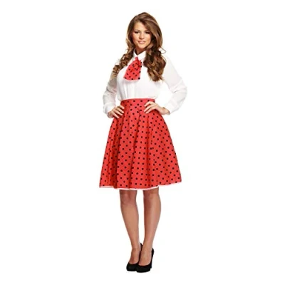 Image of FANCY DRESS ADULT POLKA DOT SKIRT/NECKTIE RED