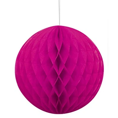Image of Unique Party 63226 20cm Neon Pink Tissue Paper Honeycomb Ball