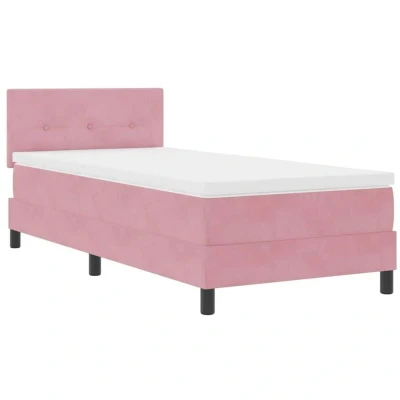 Image of vidaXL Box Spring Bed with Mattress Pink 80x200 cm Velvet