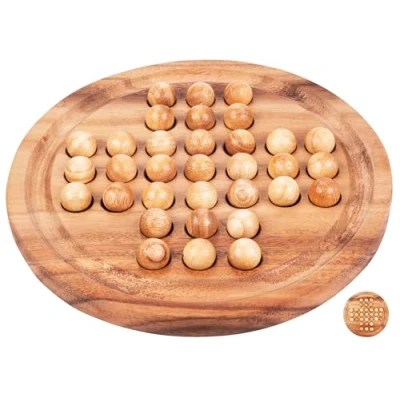 Image of Engelhart 350470 Wooden Solitaire Peg Thinking Game Includes 33 Balls Size L 1 Player Ages 6 and Up