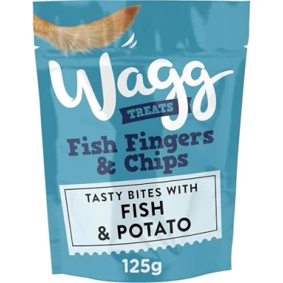 Image of Wagg Fish Finger &amp; Chips Tasty Bites Potato Dog Treats 125g (Pack of 7) Oven Baked