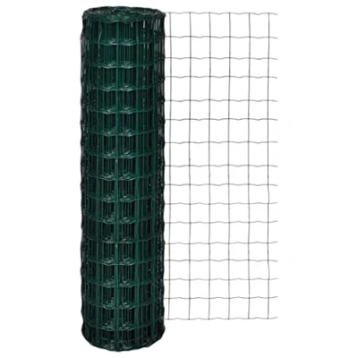Image of vidaXL Euro Fence Panel 10mx1.5m with 100mm Square Mesh Green PVC Coated Steel Wire for Garden, Farm, Industrial Outdoor Enclosures
