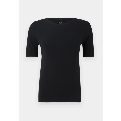 Image of GAP Modern CREW Solid Basic Tshirt, Women&#039;s, Size: Small, True black