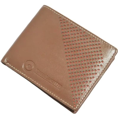 Image of Lambretta Mens Punched Leather Bifold Wallet Tan