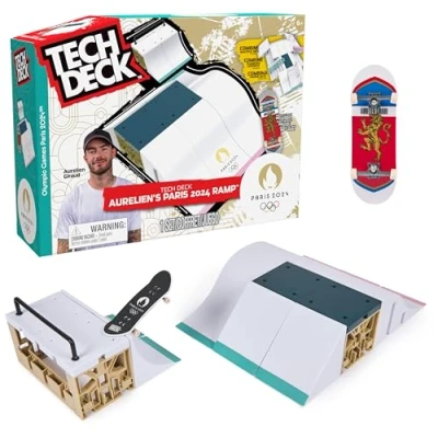 Image of Tech Deck, Aurélien Giraud’s Olympic Games Paris 2024 Ramp Customisable X Connect Park Creator Playset &amp; Exclusive Fingerboard, Kids’ Toy for Ages 6+