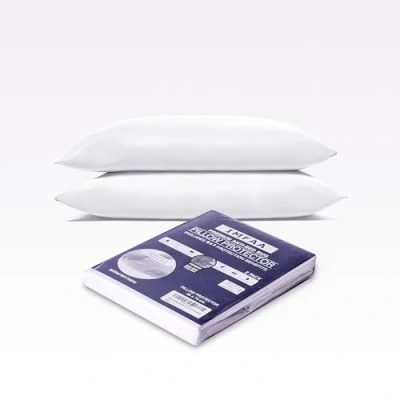 Image of IMFAA Anti Bug and Waterproof Zipped Pillow Protector Pack of 2 Soft Comfortable Pillowcase Protectors Ant Allergy Breathable Cover. (2 x Zipped)
