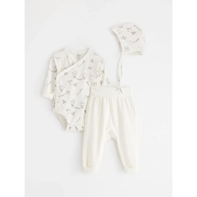 Image of Lindex WRAP Unisex set Pyjama for kids, Size: 0 1m, Light dusty white