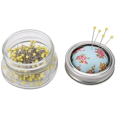 Image of Sewing Pin Cushion, Premium Grade Pins Glass Bottle Kit Storage Box Fixing for Accessories
