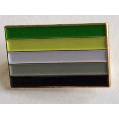 Image of MadAboutFlags Aromantic Pride LGBT Flag Rectangular Enamel Pin Badge