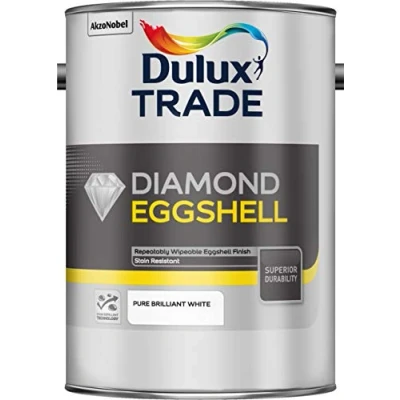 Image of Dulux Trade Diamond Quick Dry Eggshell Pure Brilliant White 5L