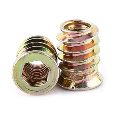 Image of 20Pcs Zinc Plated Carbon Steel Screw in Nut Hex Socket Drive Threaded Insert Nuts Embedment Fastener Connector for Wood Furniture(M6*15mm)