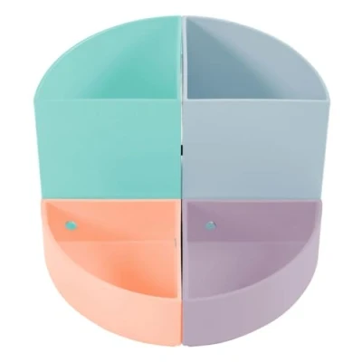 Image of Exacompta Ref 682296D Quarter Modular Pen Pot 120 x 83mm in Size, Space Saving Pot, 4 Movable Sections For Organising Pens, Pencils &amp; Accessories Glossy Pastel