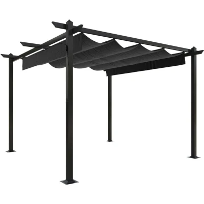 Image of vidaXL Garden Gazebo with Retractable Roof 3x3 m Anthracite