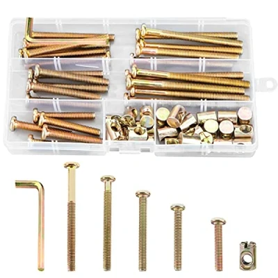 Image of Furniture Bolt Nut Set Zinc Plated M6 Barrel Screws with Wrench Hex Socket Head Cap Bolts Nuts Kit for Cots Beds Crib Chairs Headboards 51 PCS