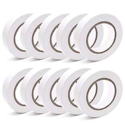 Image of YTBUBOR 10 Pack White Electrical Tape 0.6 Inch 15m PVC Insulating Adhesive Gaffer 50 Fee