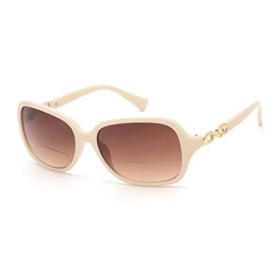 Image of JM Bifocal Reading Sunglasses for Women Vintage Reader Glasses UV Protection Outdoor Beige +2.25