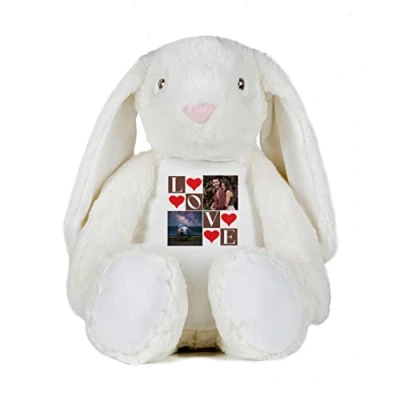Image of Getagift Valentines day Personalised Love Collage Any Image Birthday Anniversary Boyfriend, Husband, Wife Soft Toys, Teddy Bear. (Bunny)