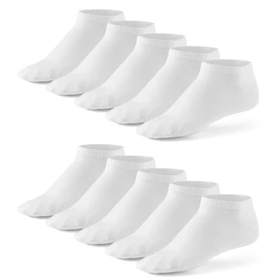 Image of Mens Liner Ankle Socks (10 Pair Pack) by Mat &amp; Vic&#039;s Cotton Classic Comfortable Breathable (UK &#039;4 6 / EU 35 38, white)