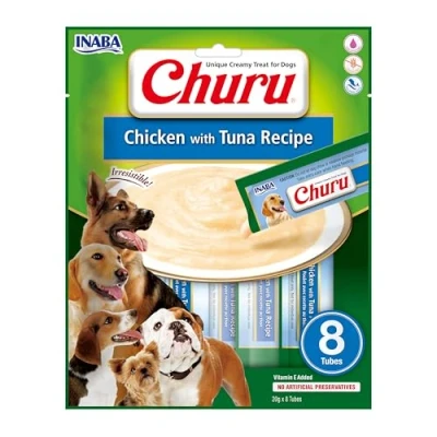 Image of Churu Sticks by INABA Dog Treat Chicken &amp; Tuna Flavour (8 x 20g) / Soft Creamy Treat, Delicious Healthy Snack, Food Topper, Pill Assist, Training Natural, Grain Free